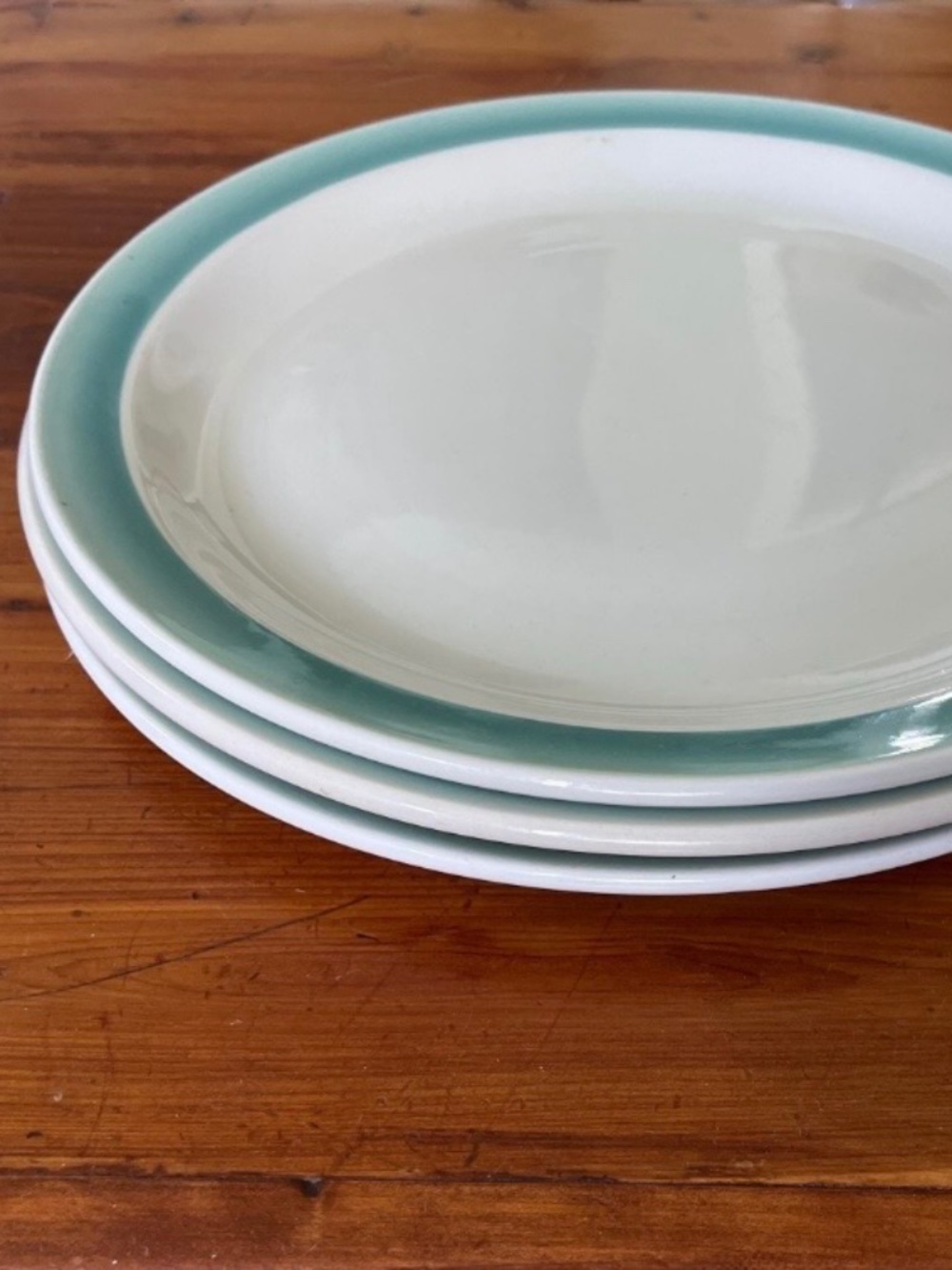 10” Dinner Plates by W.H. Grindley & Co England. Vitrified White Granite with Bl
